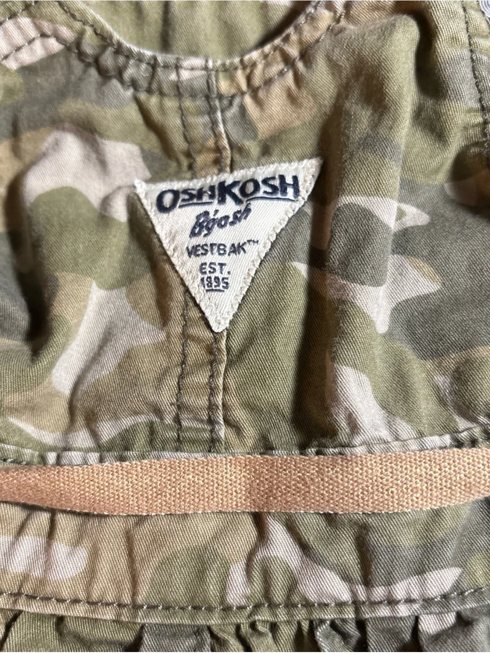 OshKosh B'gosh Girls' Camo Skirt Overalls - Olive & Tan size 12 Male Months